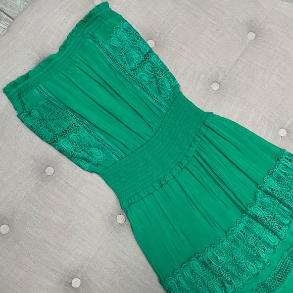 Green Elan Strapless Crochet Maxi Dress Size Small - Picture 4 of 5